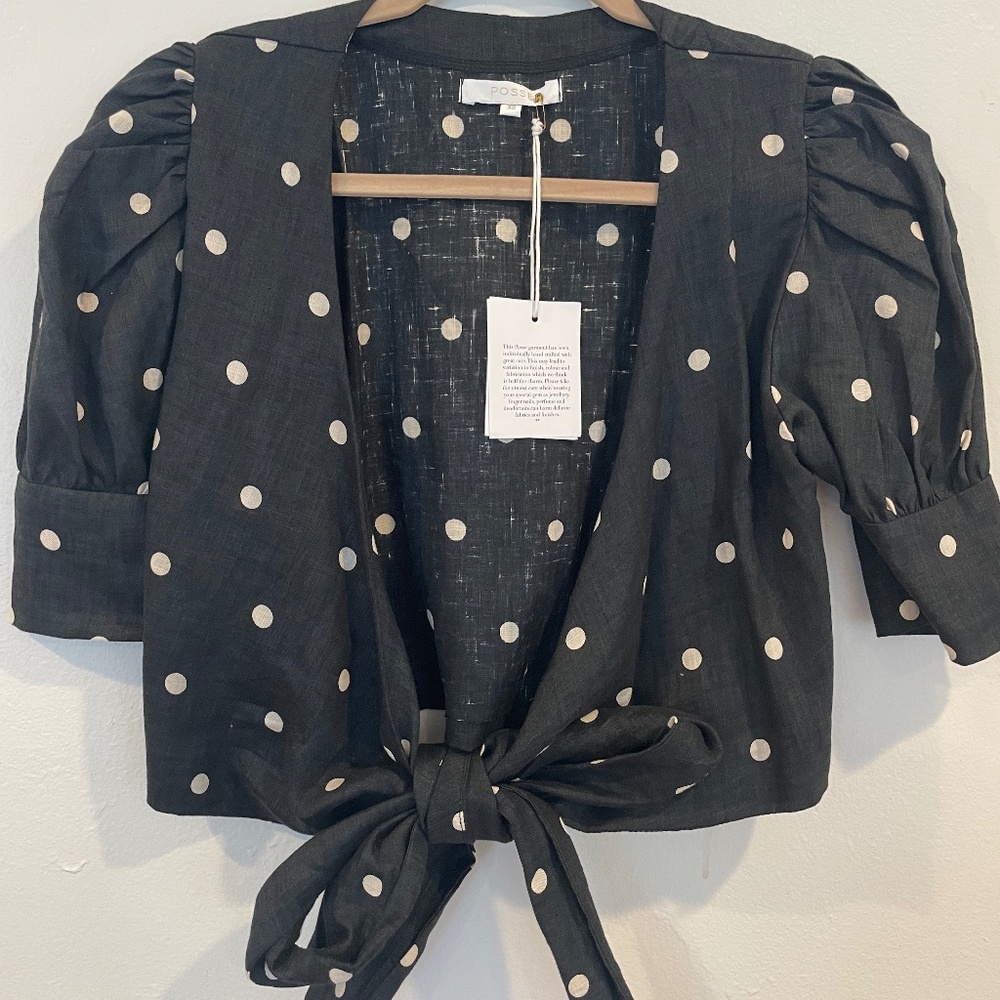 Posse August Top - Black/White Polka Dot Linen